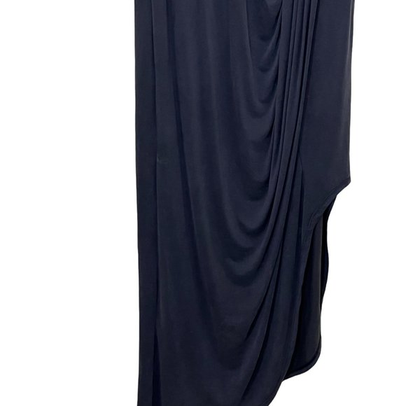 Mod Ref Womens Black Sleeveless Round Neck Asymmetrical Hem Draped Dress Size M - Picture 3 of 10